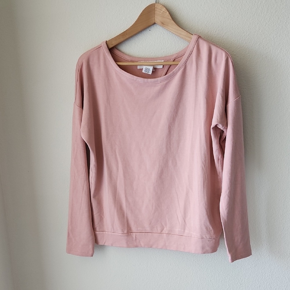 Workshop Republic Clothing Blush Pink Sweatshirt Open Back Sz S Very Soft Comfy